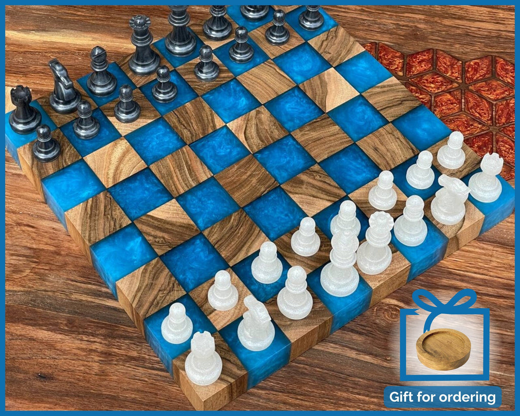 Epoxy chess board, epoxy resin chess, boardchess board, unique chess, custom chess board, resin chess board, chess gifts, chess board modern