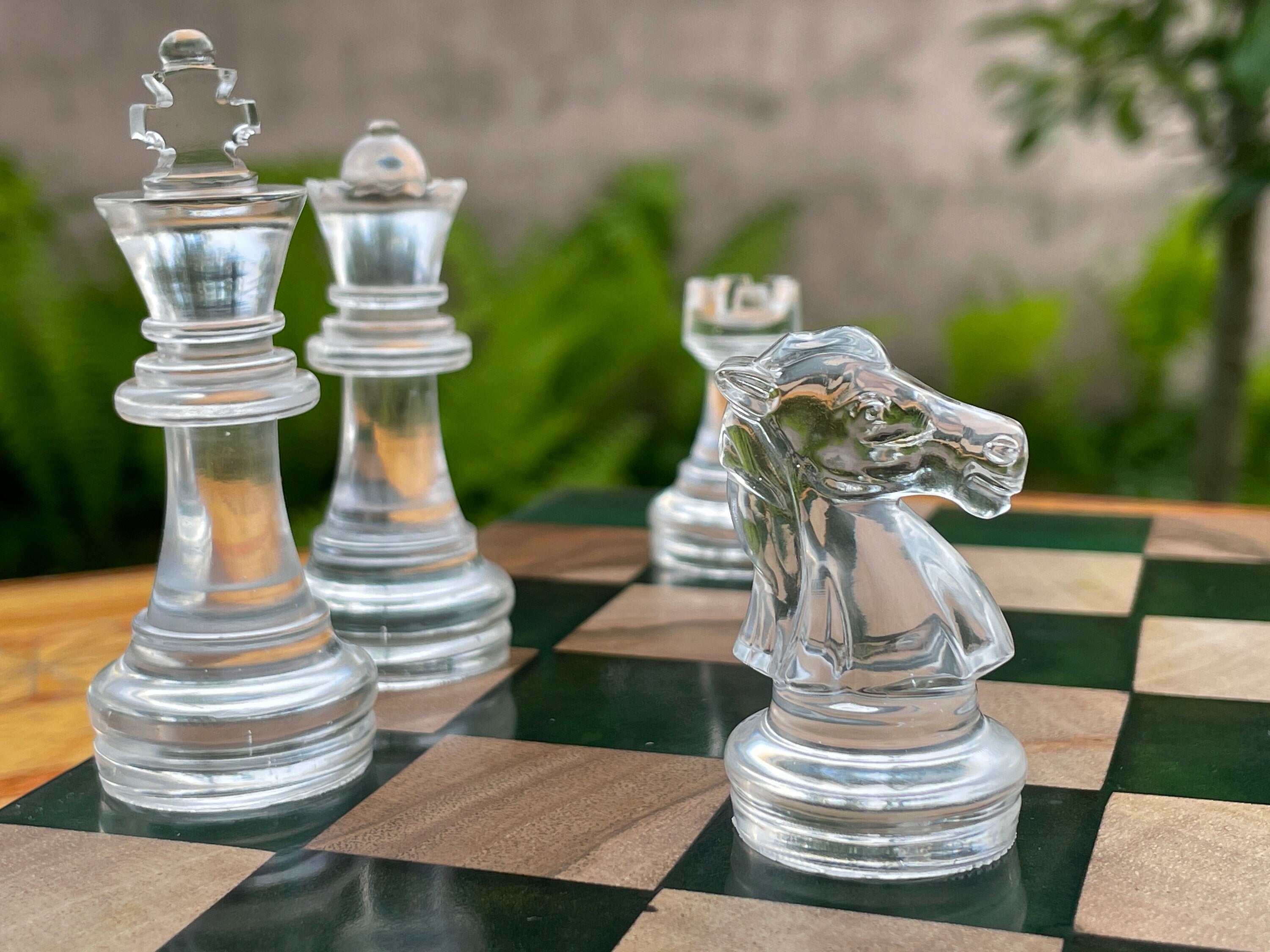 Epoxy chess board, handmade chess board resin, unique resin chess board, chess set resin, epoxy chess set, blue chess set