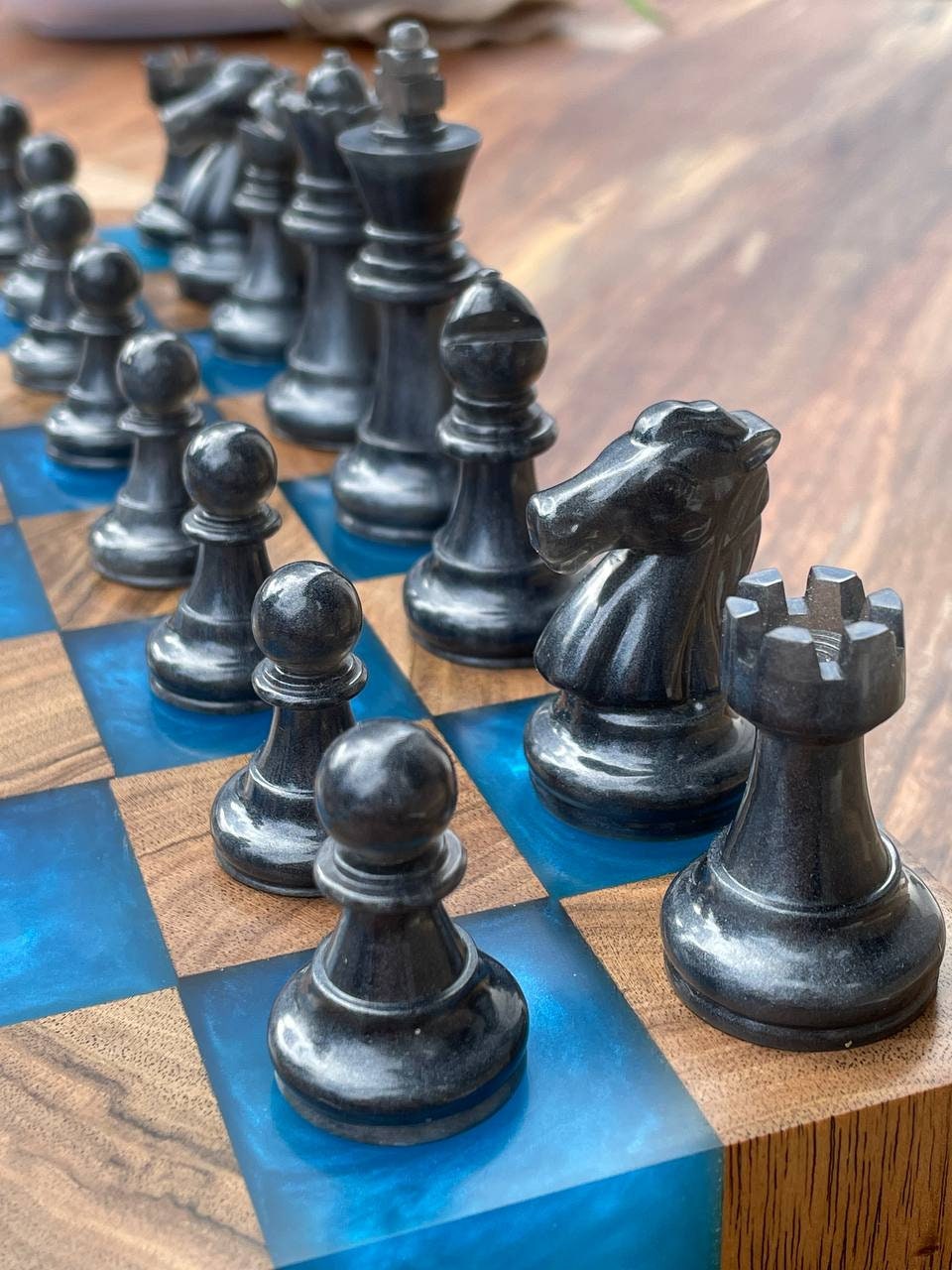 Epoxy chess board, epoxy resin chess, boardchess board, unique chess, custom chess board, resin chess board, chess gifts, chess board modern