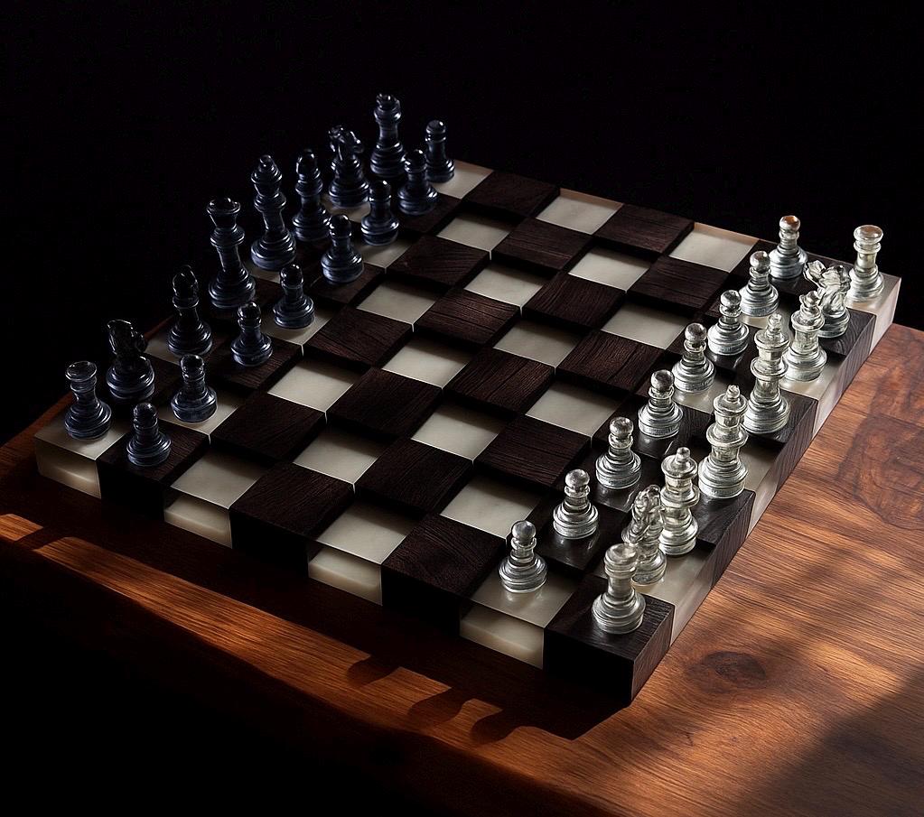 Luxury chess set, custom chessboard, handcrafted chessboard, resin and wood chess set, personalized chessboard