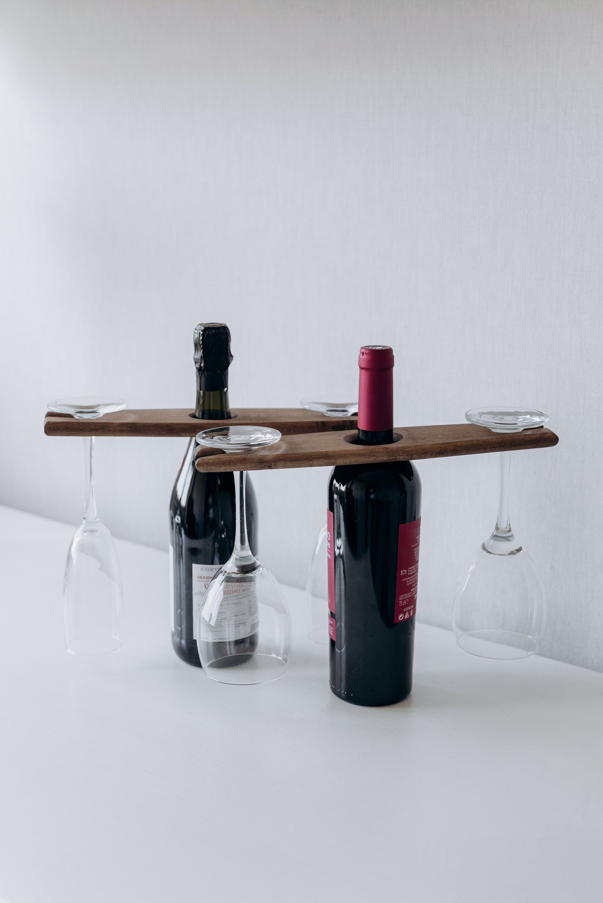 Wine Bottle Holder,Personalised Engraved Wooden Wine Glass and Bottle Holder, Custom Gift Idea, Wine Holder, Wedding gift for couple unique