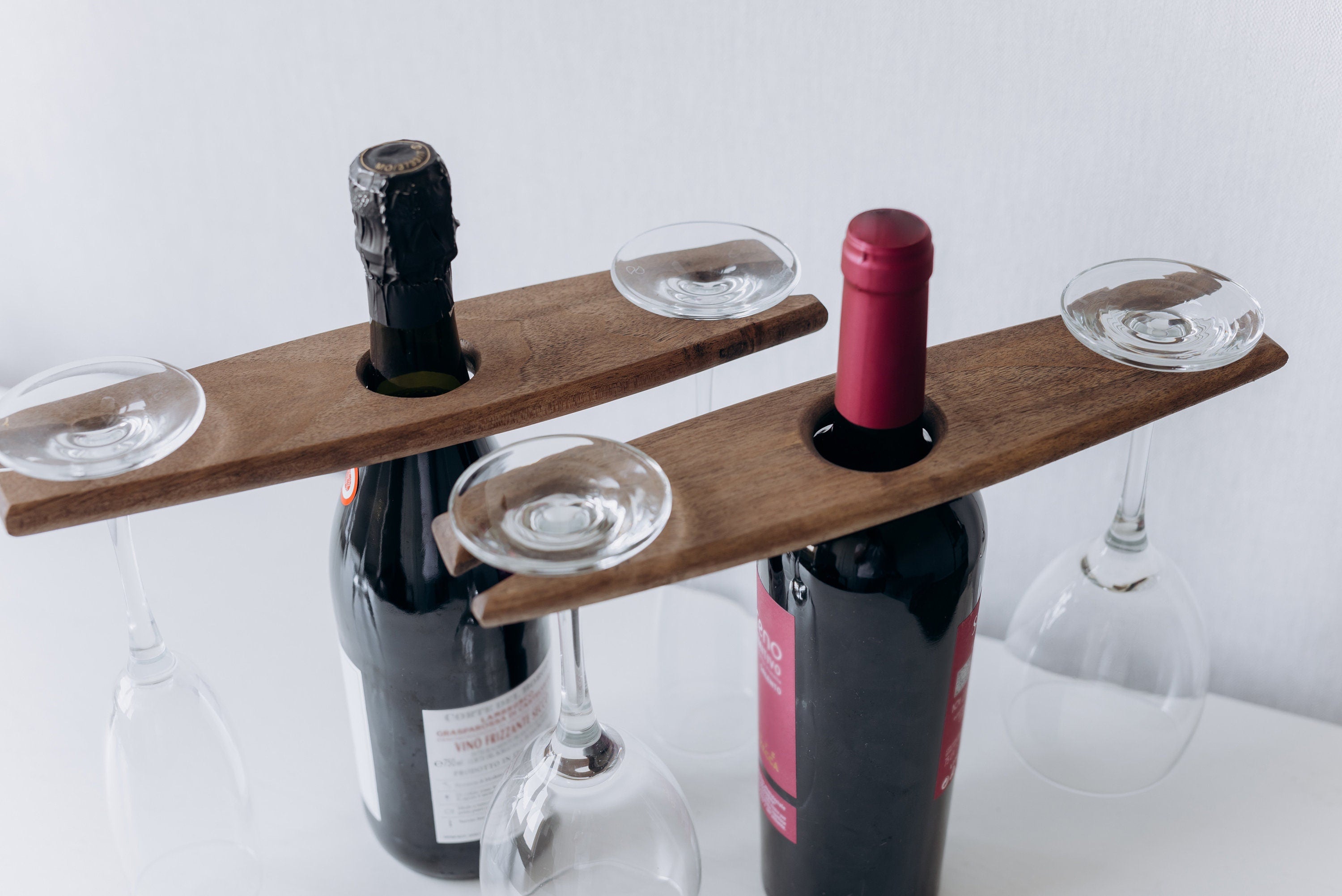 Wine Bottle Holder,Personalised Engraved Wooden Wine Glass and Bottle Holder, Custom Gift Idea, Wine Holder, Wedding gift for couple unique