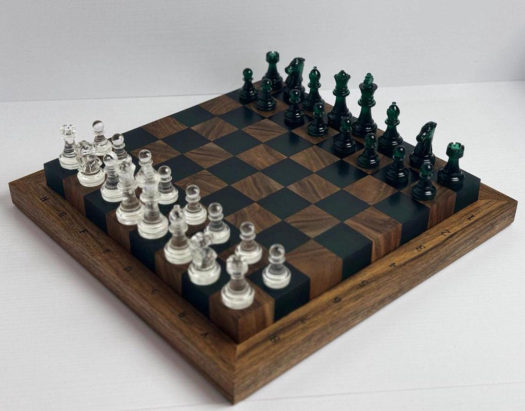 Handmade Chess set, epoxy resin chess,unique chess, custom chess board, resin chess board, chess gifts, chess board modern