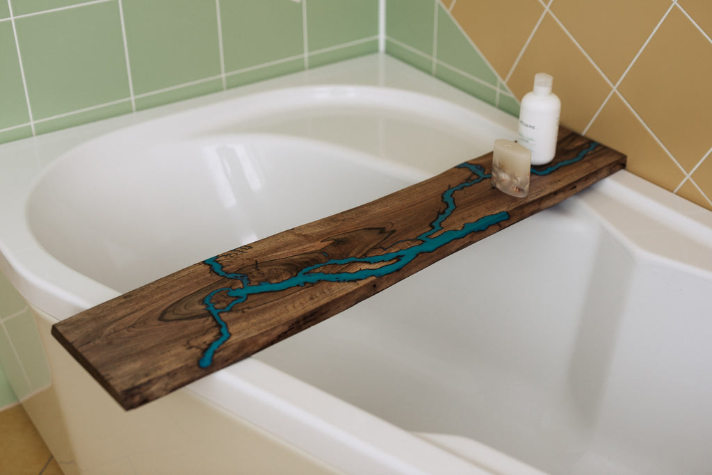 Bath tray, bathroom tray, resin ocean board, bathroom organizer, tub tray, bathtub tray, epoxy table