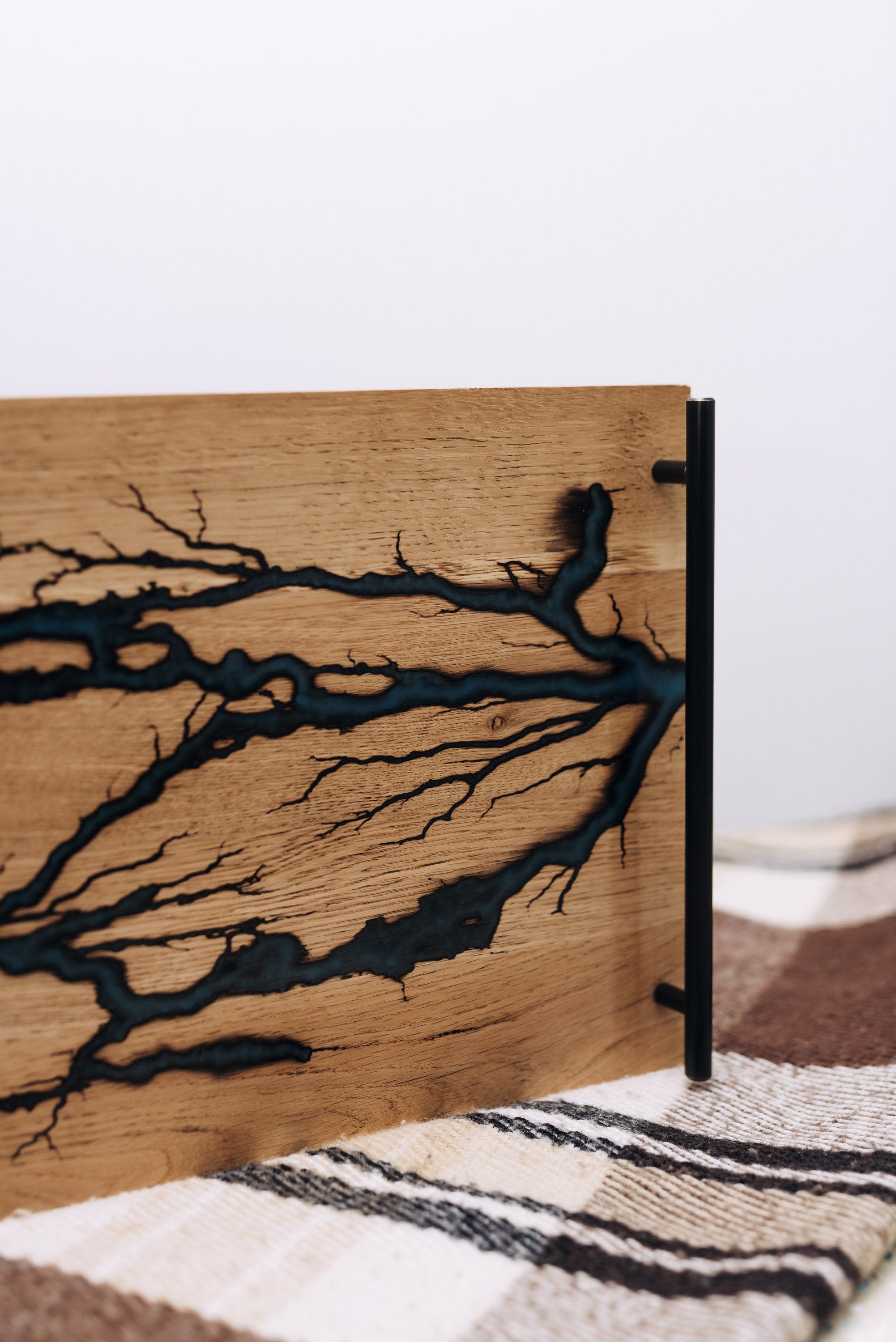 Breakfast wood tray, custom serving tray resin, resin tray, serving tray with handles, modern ottoman tray, birthday tray decor