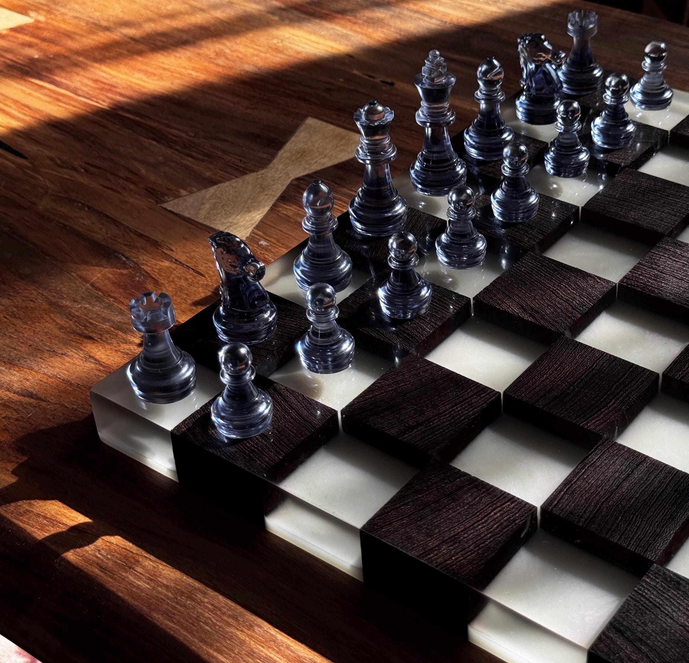 Luxury chess set, custom chessboard, handcrafted chessboard, resin and wood chess set, personalized chessboard