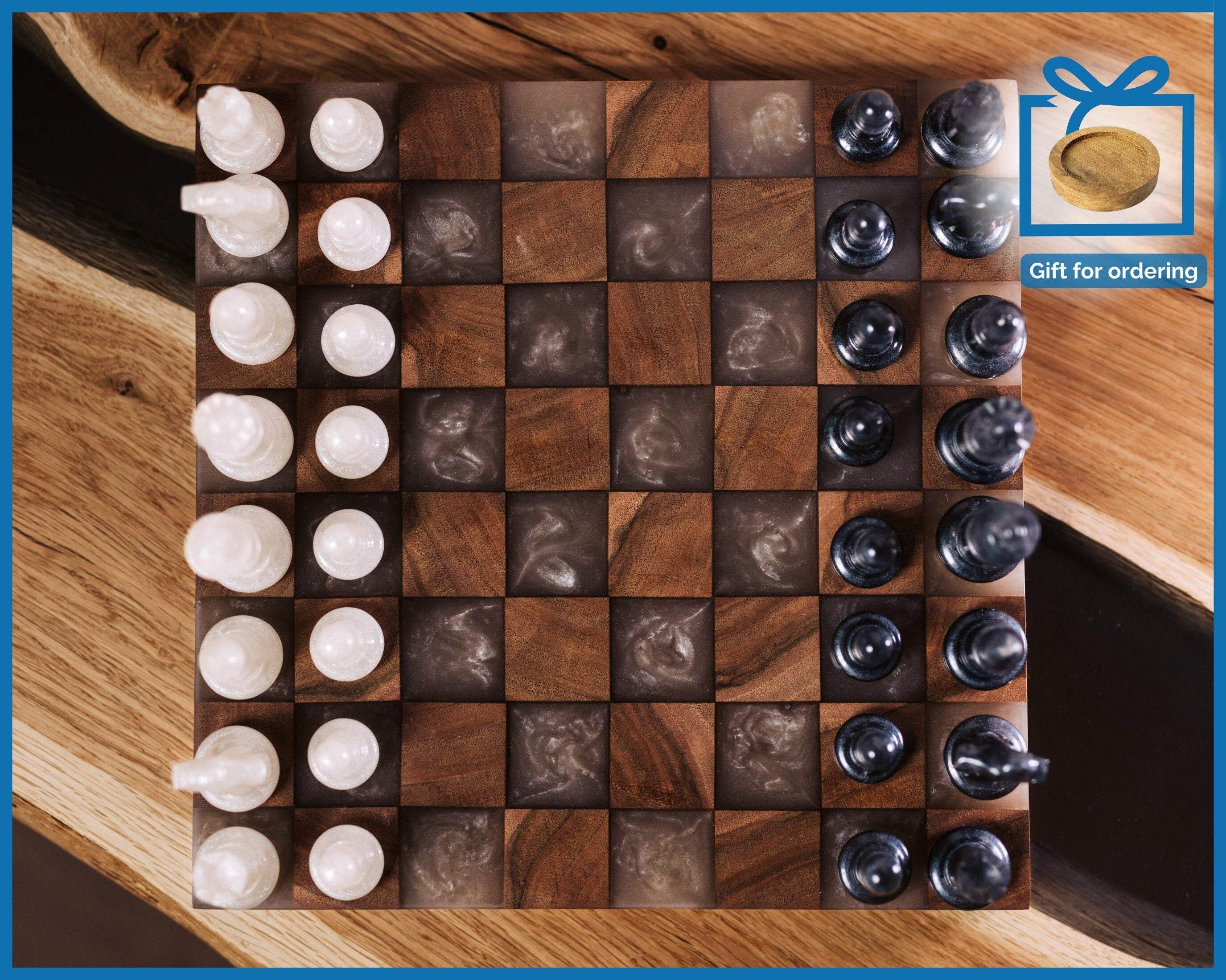 Resin chess set, handmade chess set, premium chess set, chess set modern, wooden chess set, large chess set, unice chess set handmade