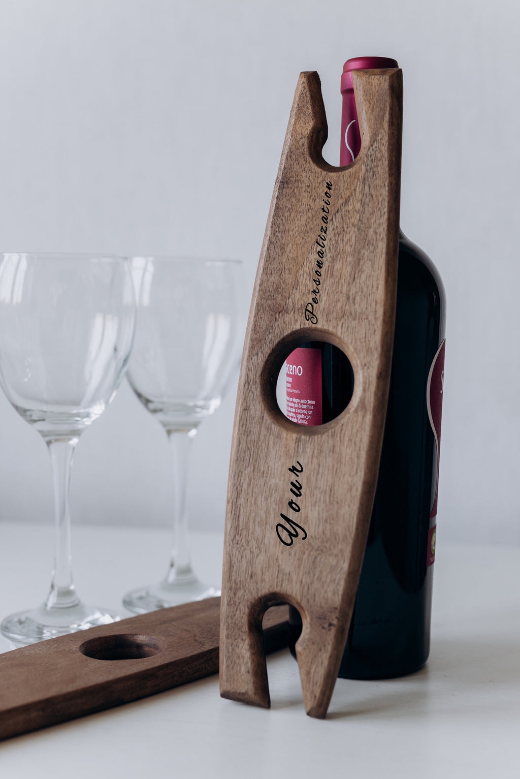 Wine Bottle Holder,Personalised Engraved Wooden Wine Glass and Bottle Holder, Custom Gift Idea, Wine Holder, Wedding gift for couple unique