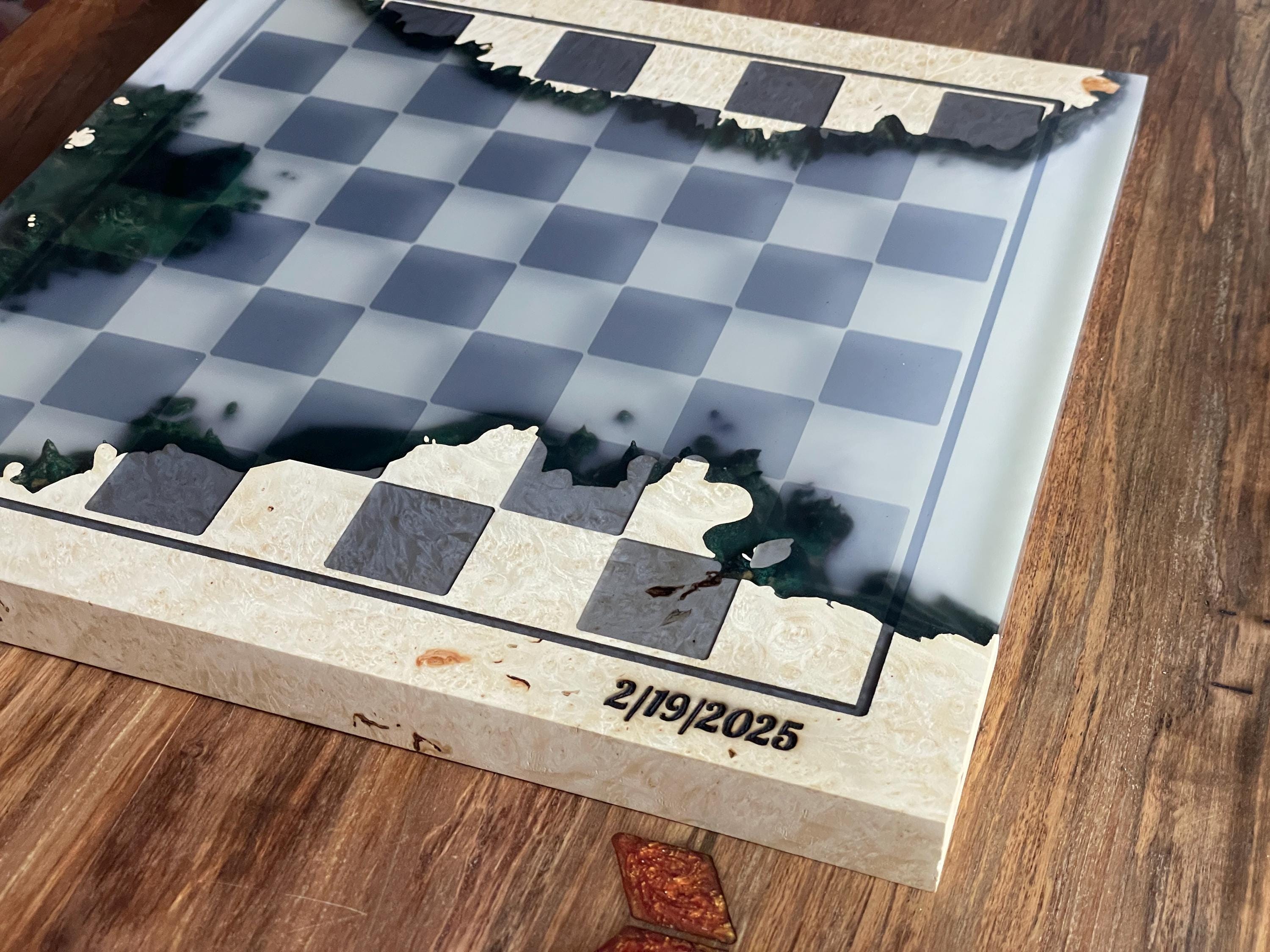 Handmade Chess set, epoxy resin chess,unique chess, custom chess board, resin chess board, chess gifts, chess board modern