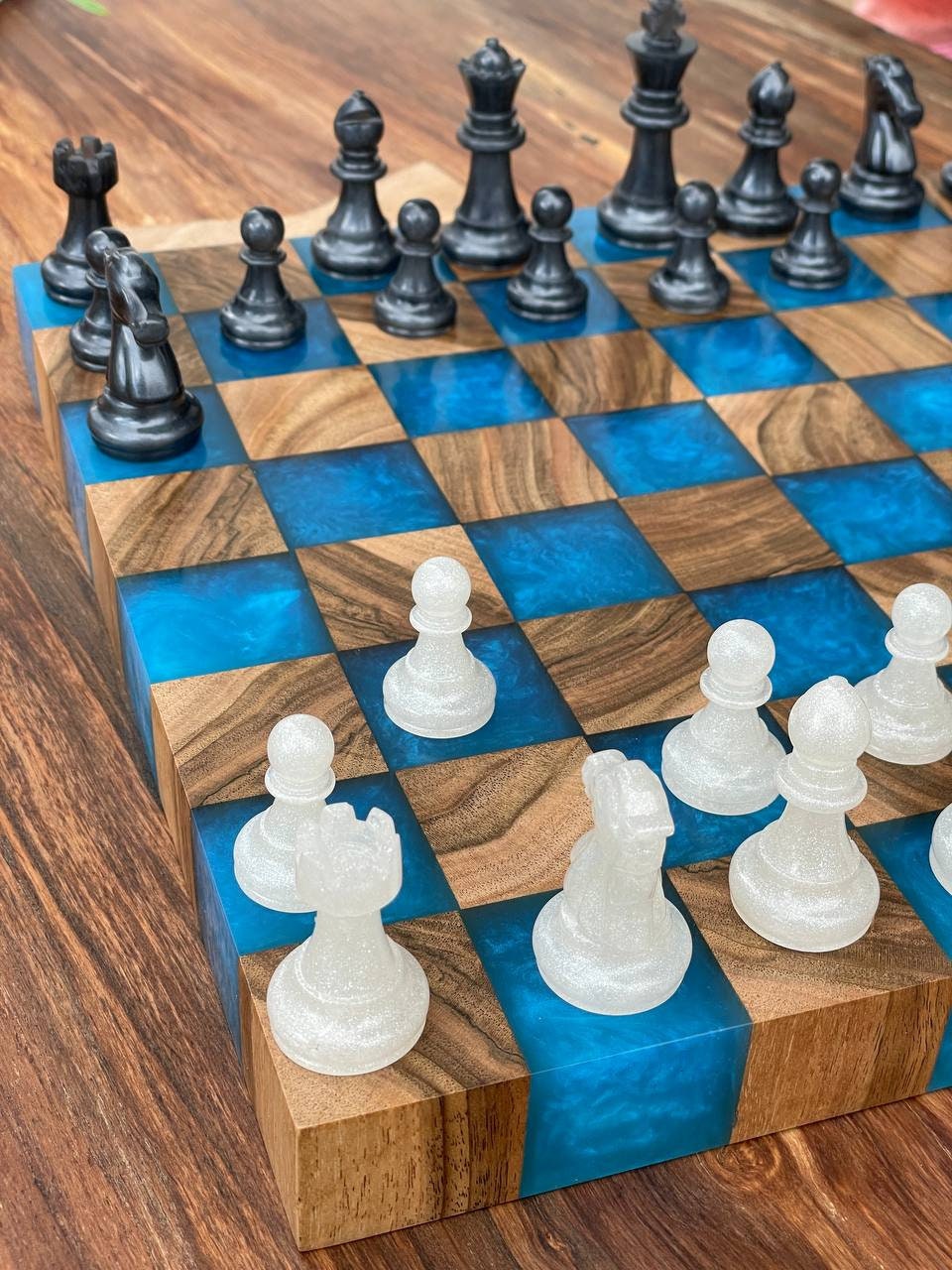 Epoxy chess board, epoxy resin chess, boardchess board, unique chess, custom chess board, resin chess board, chess gifts, chess board modern