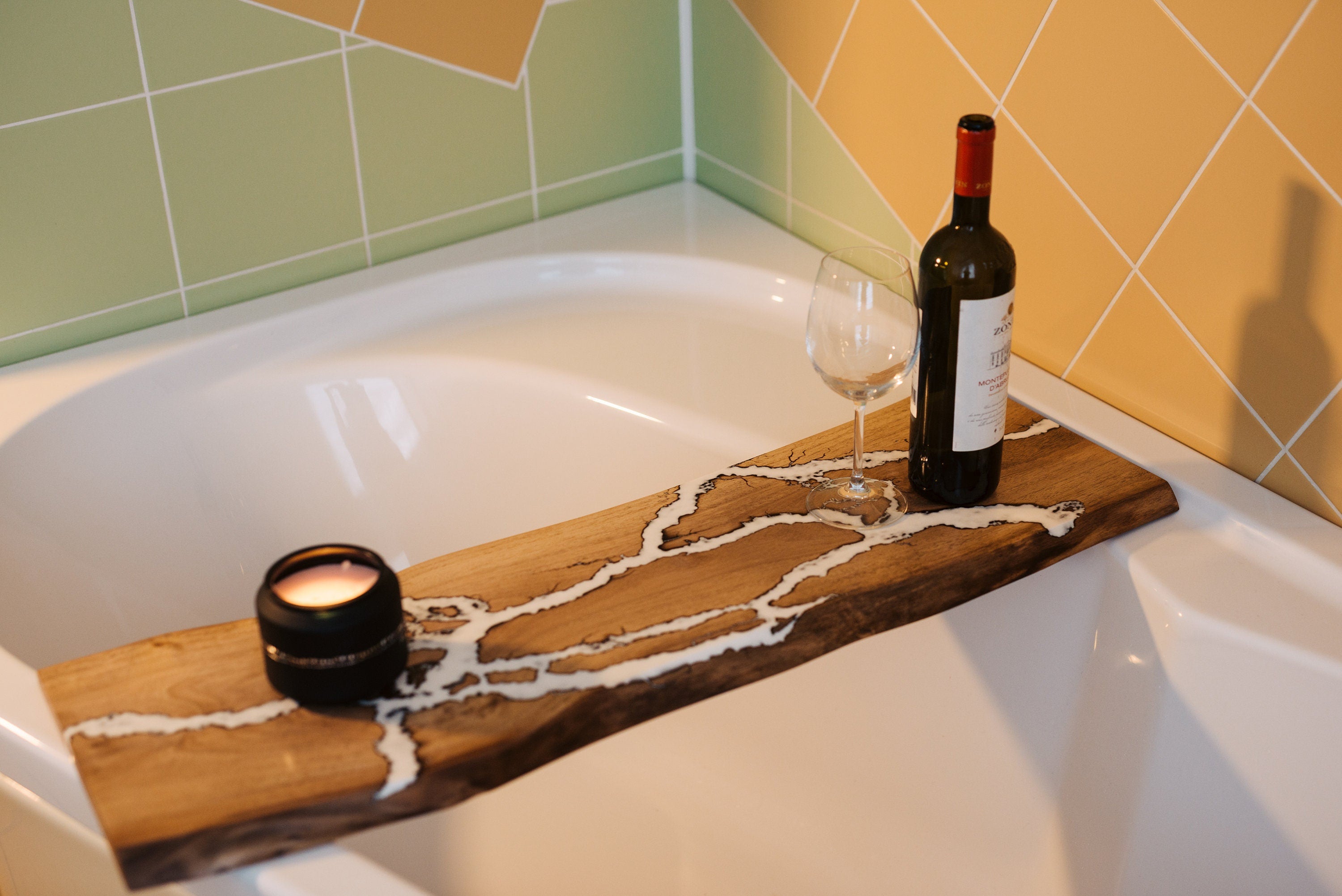 Bath tray, bathroom tray, resin ocean board, bathroom organizer, tub tray, bathtub tray, epoxy table
