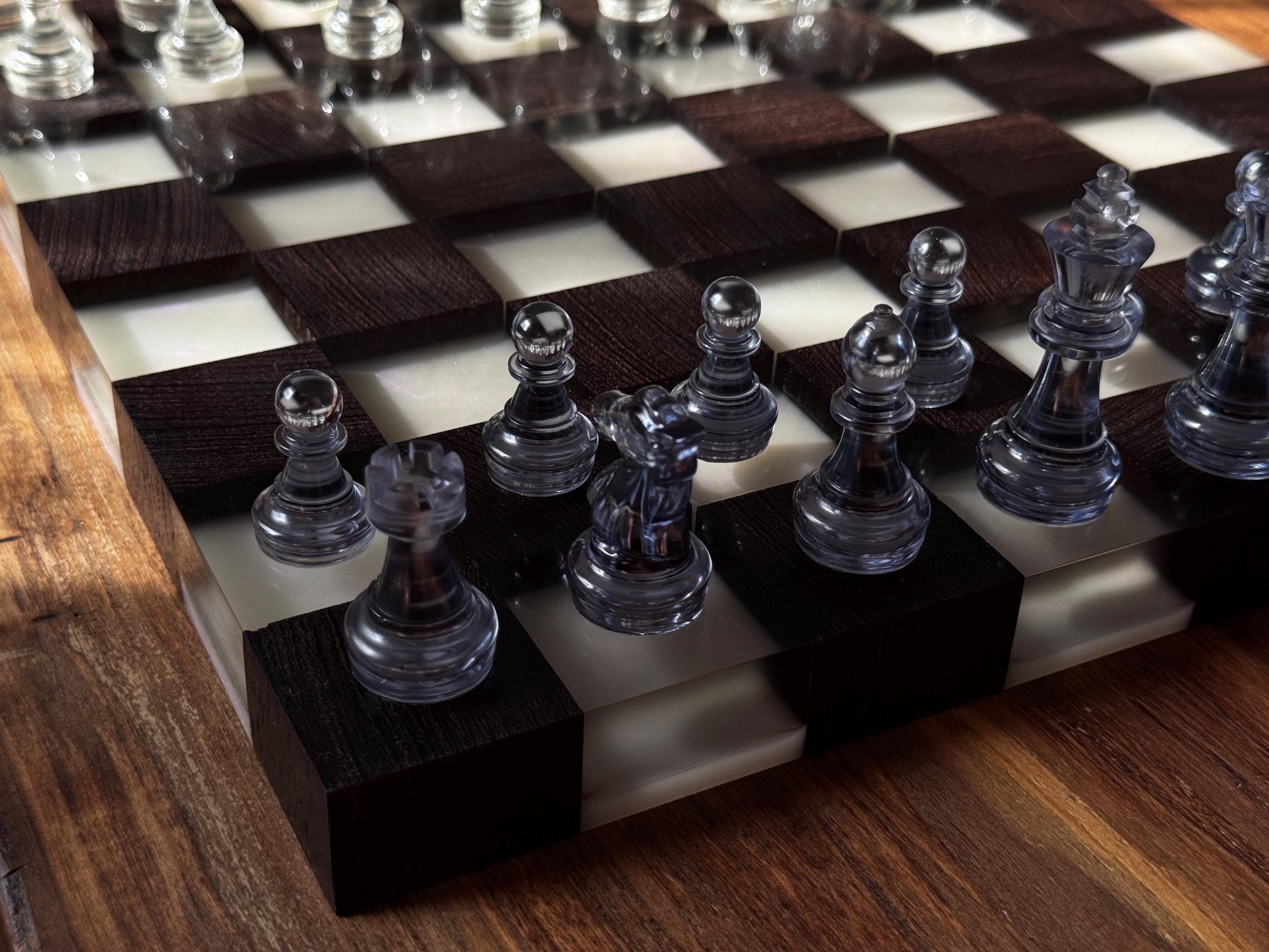 Luxury chess set, custom chessboard, handcrafted chessboard, resin and wood chess set, personalized chessboard