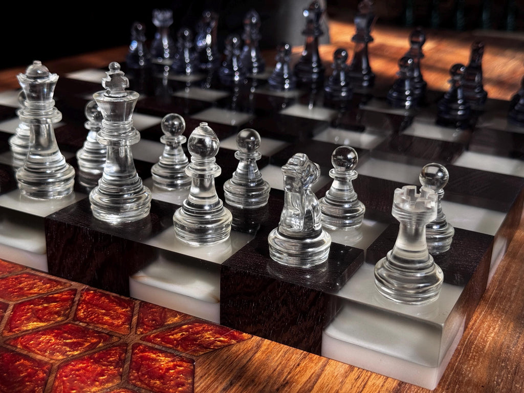 Luxury chess set, custom chessboard, handcrafted chessboard, resin and wood chess set, personalized chessboard