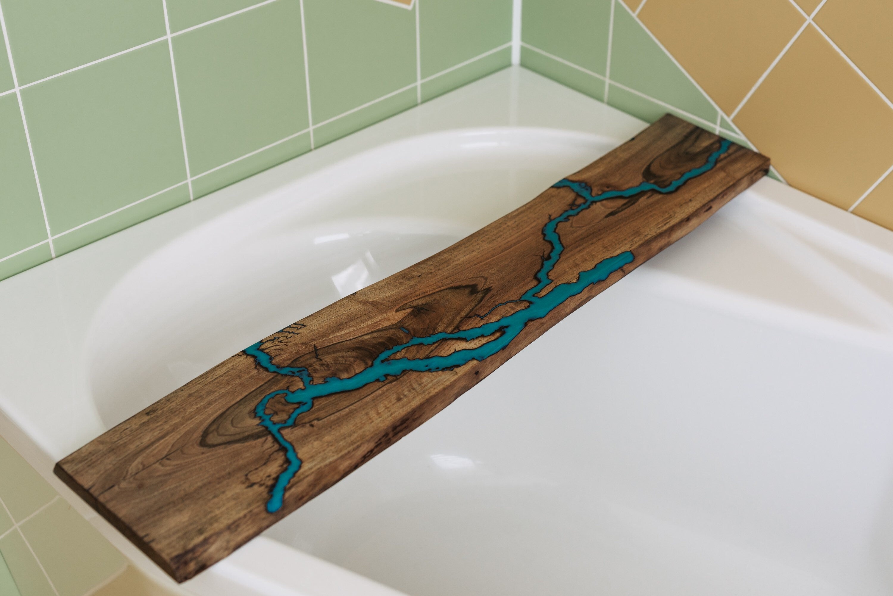 Bath tray, bathroom tray, resin ocean board, bathroom organizer, tub tray, bathtub tray, epoxy table