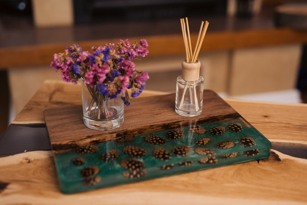 Resin serving tray, resin tray, resin board, wooden serving board, decorative tray, birthday tray decor, custom serving tray resin