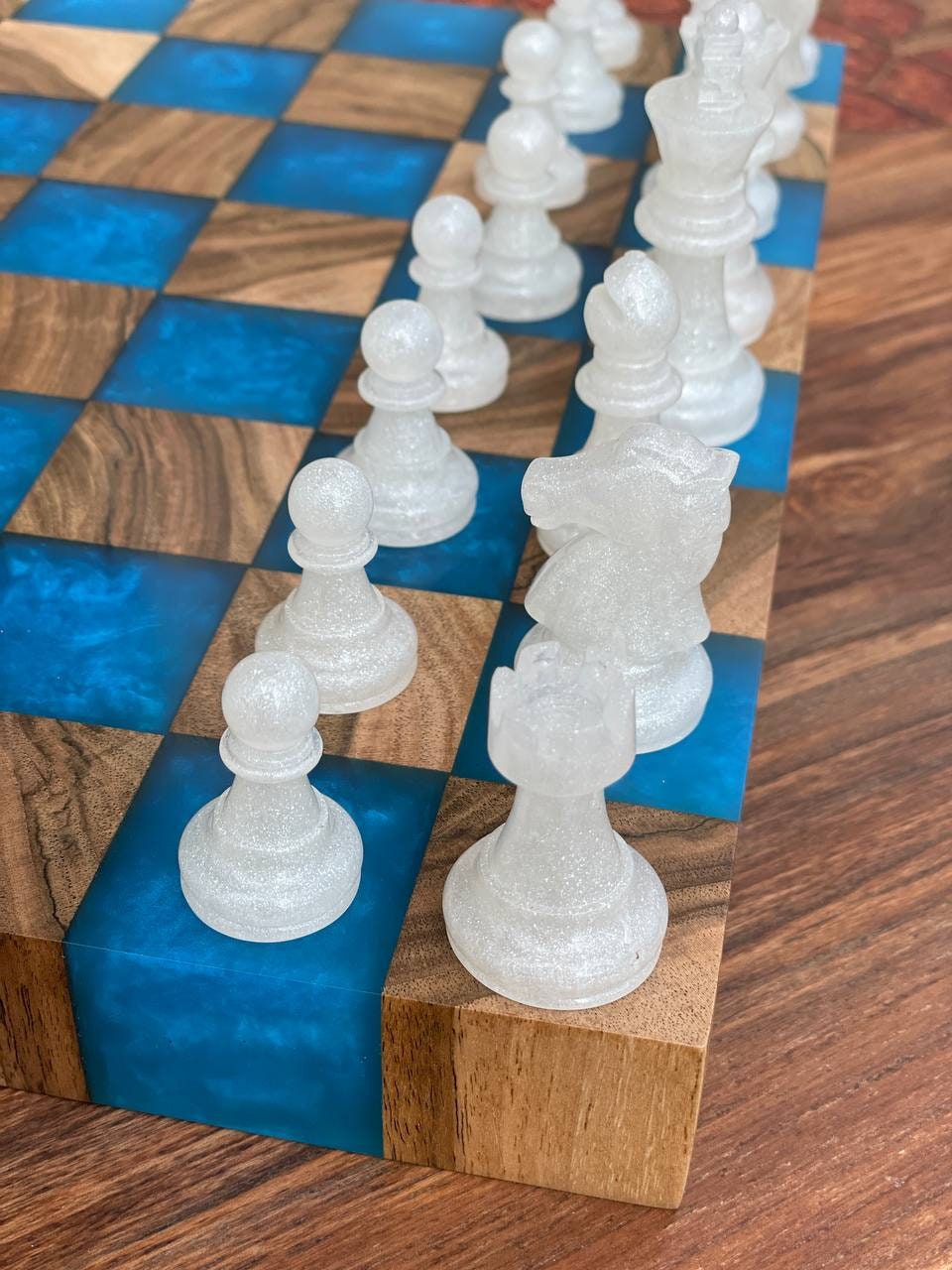 Epoxy chess board, epoxy resin chess, boardchess board, unique chess, custom chess board, resin chess board, chess gifts, chess board modern