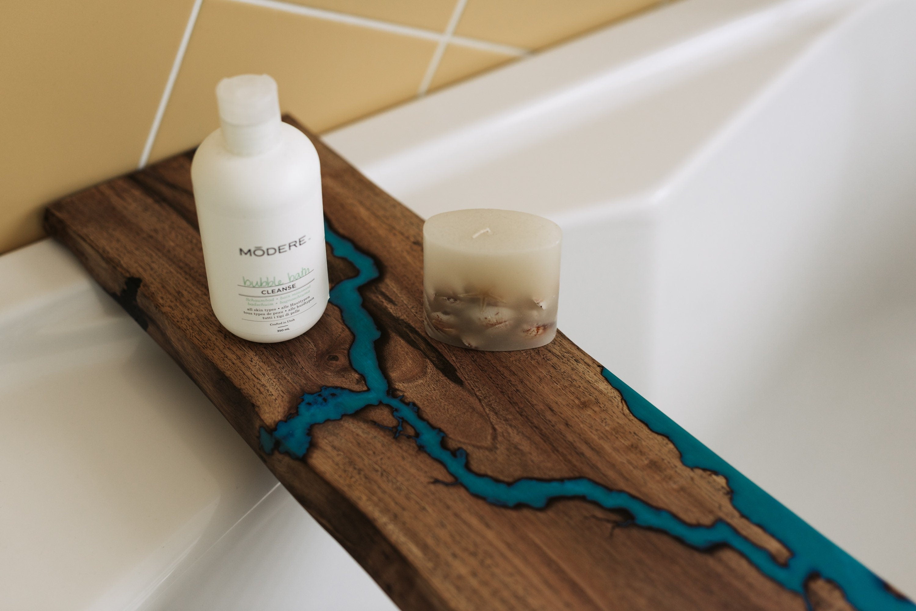 Bath tray, bathroom tray, resin ocean board, bathroom organizer, tub tray, bathtub tray, epoxy table
