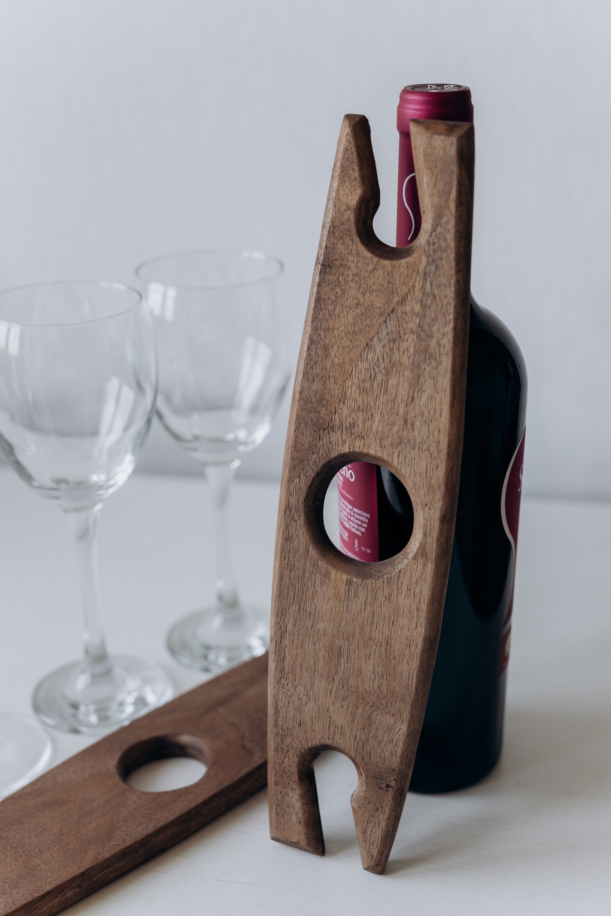 Wine Bottle Holder,Personalised Engraved Wooden Wine Glass and Bottle Holder, Custom Gift Idea, Wine Holder, Wedding gift for couple unique