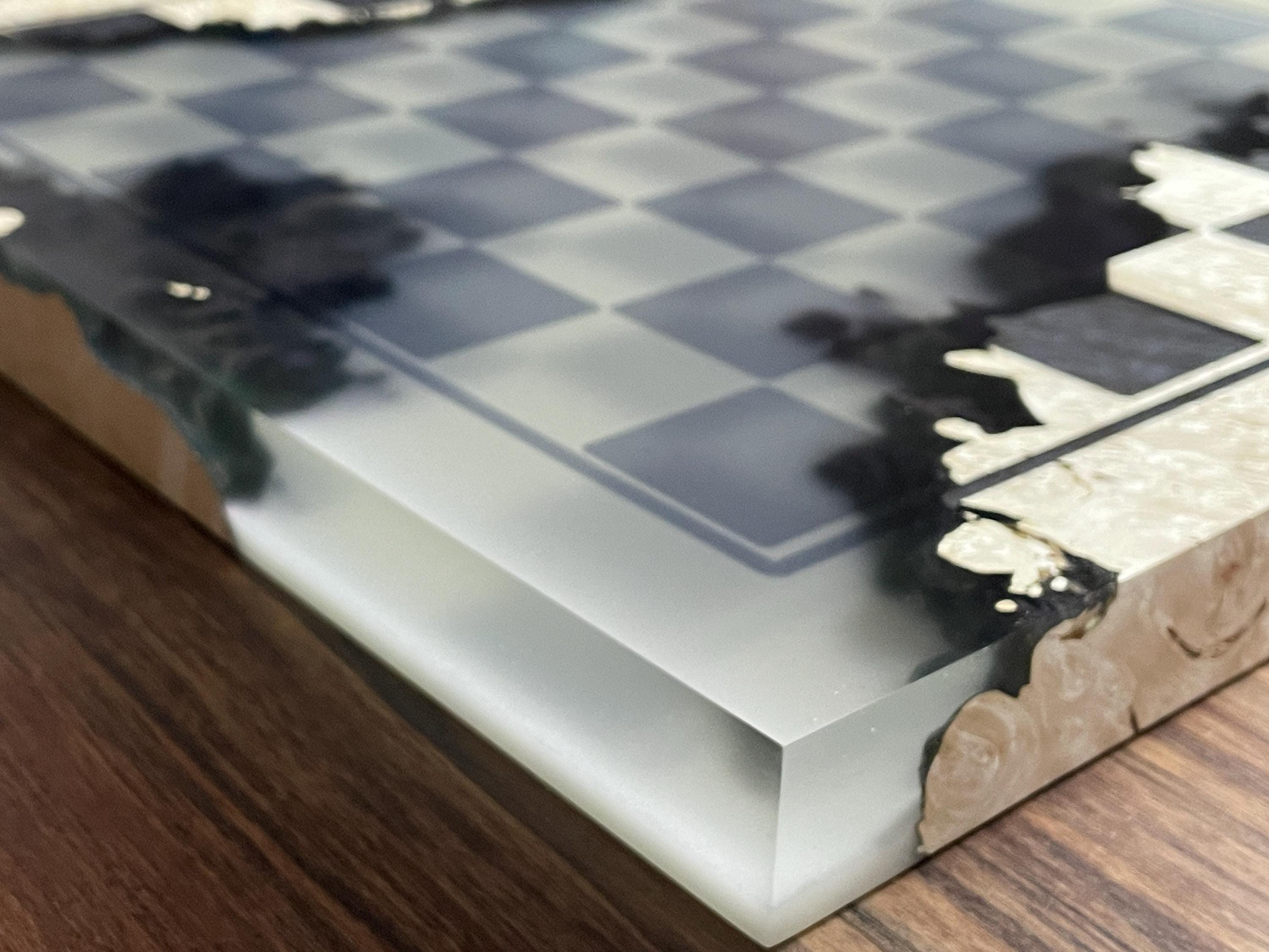 Handmade Chess set, epoxy resin chess,unique chess, custom chess board, resin chess board, chess gifts, chess board modern