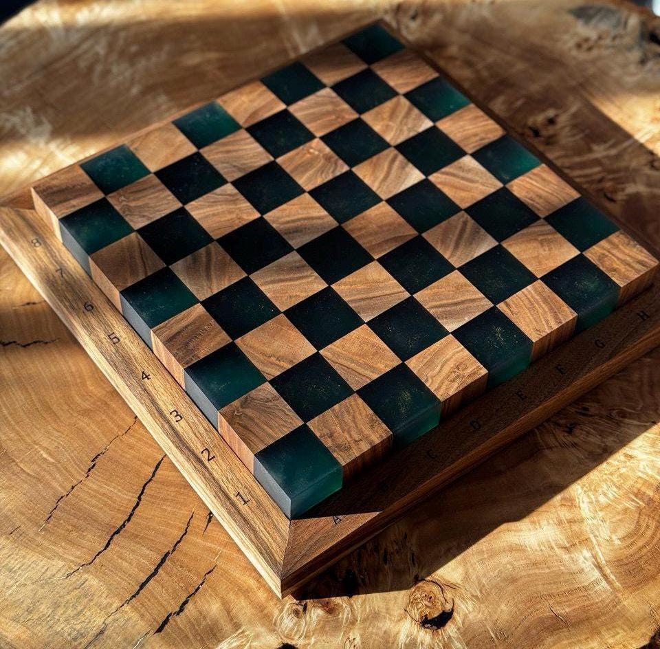 Handmade Chess set, epoxy resin chess,unique chess, custom chess board, resin chess board, chess gifts, chess board modern