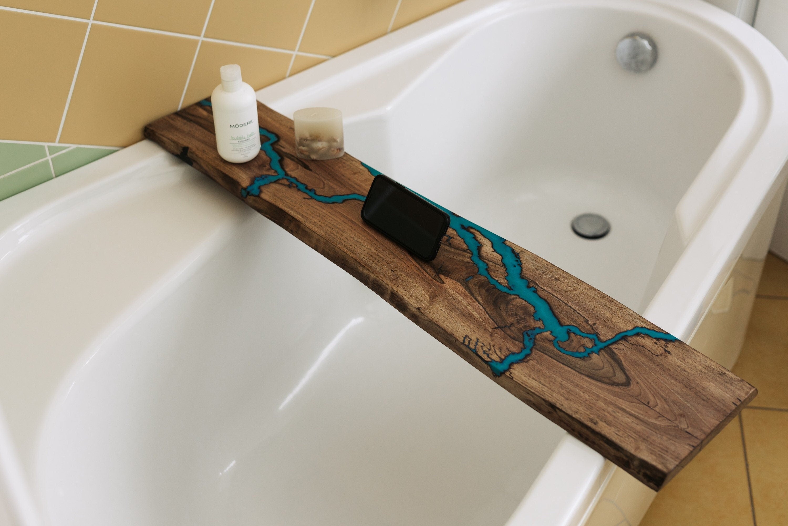 Bath tray, bathroom tray, resin ocean board, bathroom organizer, tub tray, bathtub tray, epoxy table