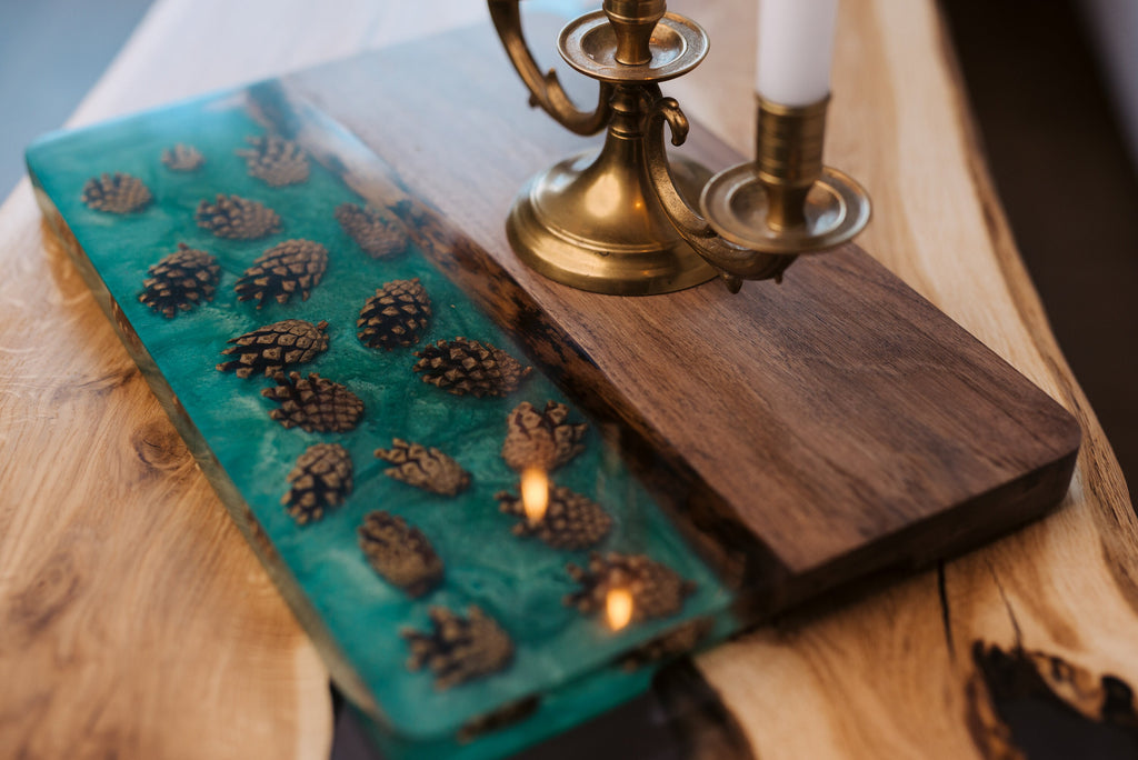 Resin serving tray, resin tray, resin board, wooden serving board, decorative tray, birthday tray decor, custom serving tray resin