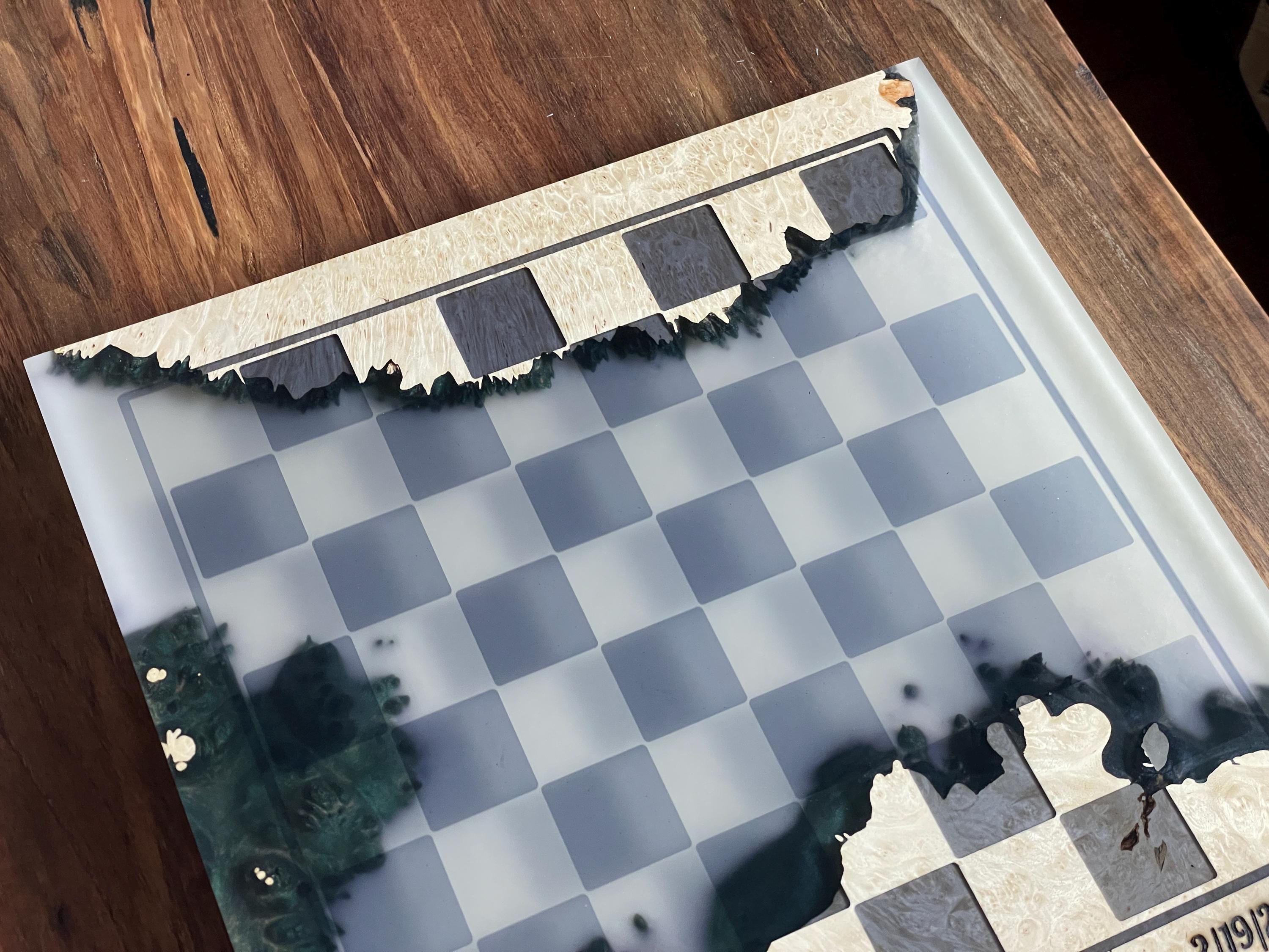 Handmade Chess set, epoxy resin chess,unique chess, custom chess board, resin chess board, chess gifts, chess board modern