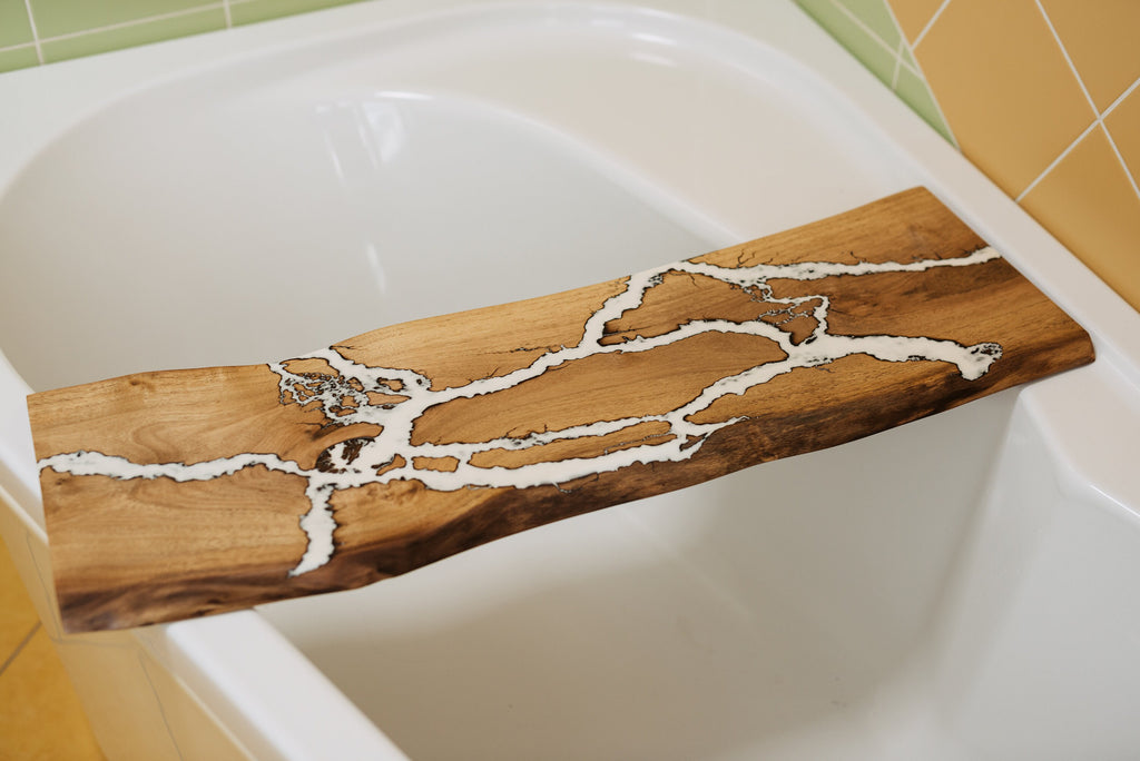 Bath tray, bathroom tray, resin ocean board, bathroom organizer, tub tray, bathtub tray, epoxy table