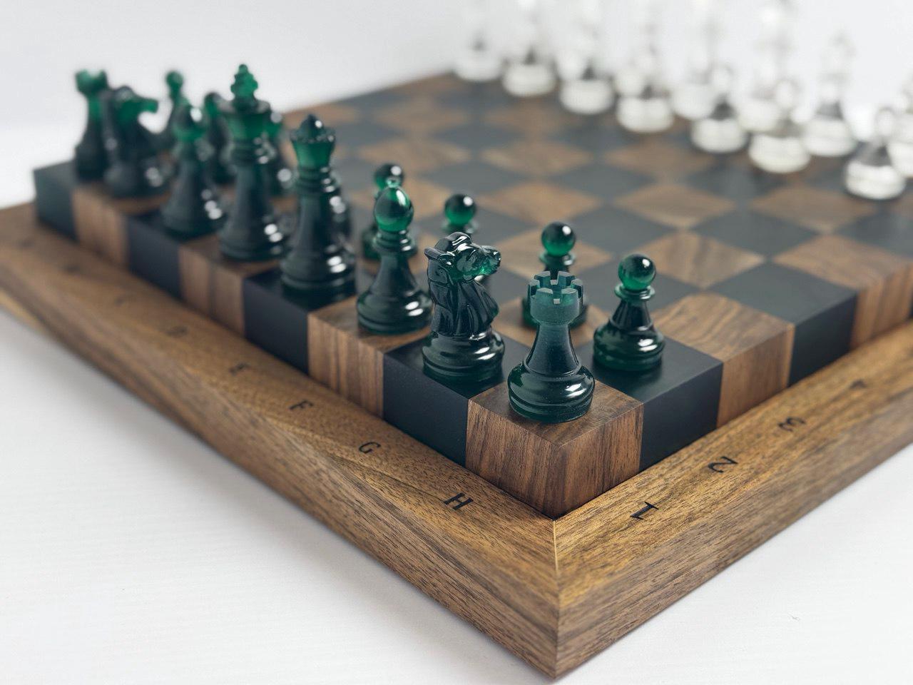 Handmade Chess set, epoxy resin chess,unique chess, custom chess board, resin chess board, chess gifts, chess board modern