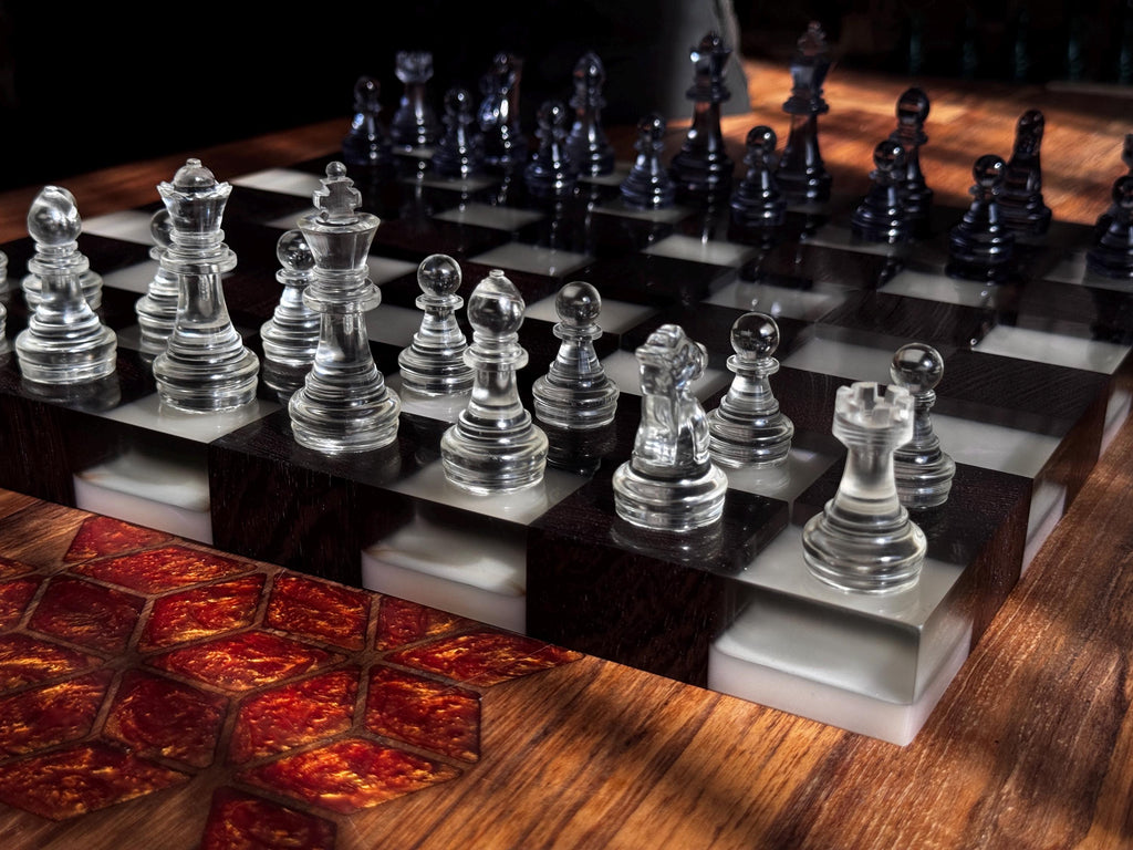 Luxury chess set, custom chessboard, handcrafted chessboard, resin and wood chess set, personalized chessboard