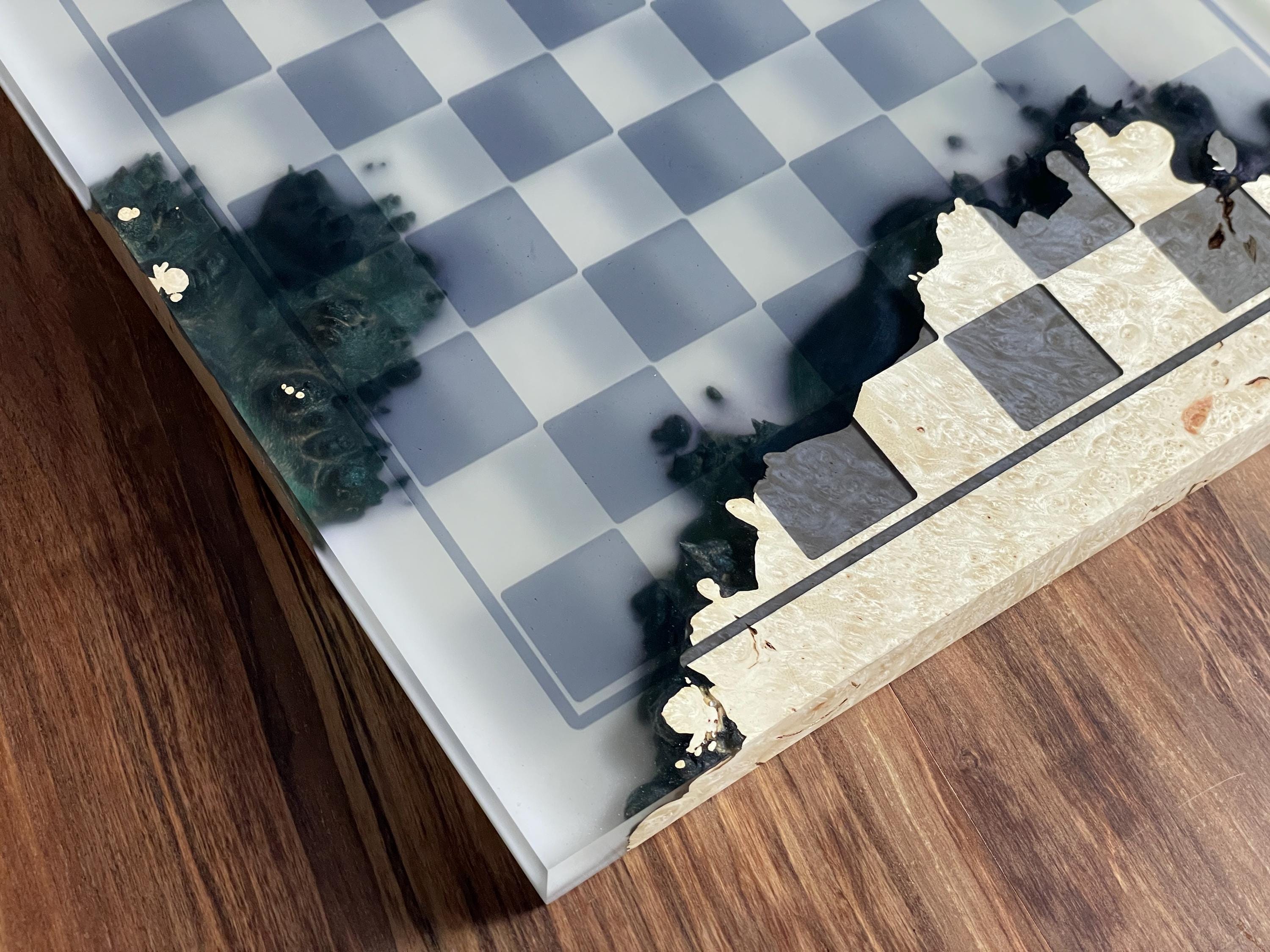Handmade Chess set, epoxy resin chess,unique chess, custom chess board, resin chess board, chess gifts, chess board modern