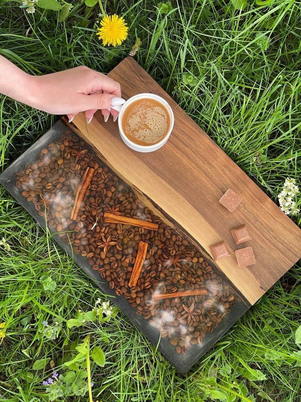 Breakfast wood tray, coffee table tray,  serving tray with handles, breakfast in bed, modern ottoman tray, serving tray