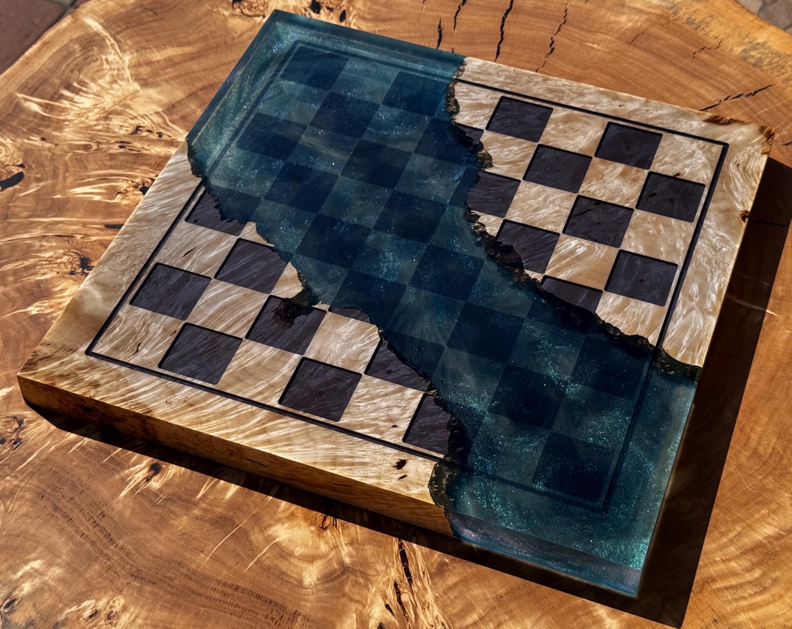 Handmade Chess set, epoxy resin chess,unique chess, custom chess board, resin chess board, chess gifts, chess board modern